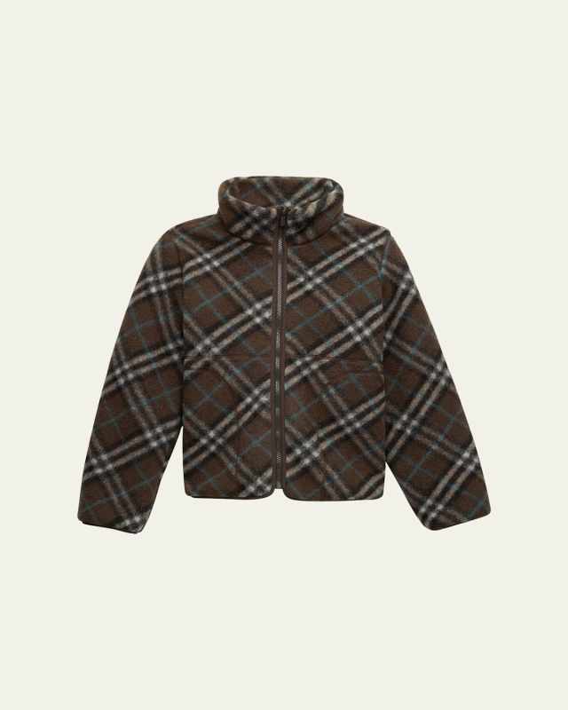 Kid's Lorenzo Reversible Check Cotton Jacket, Size 3-14